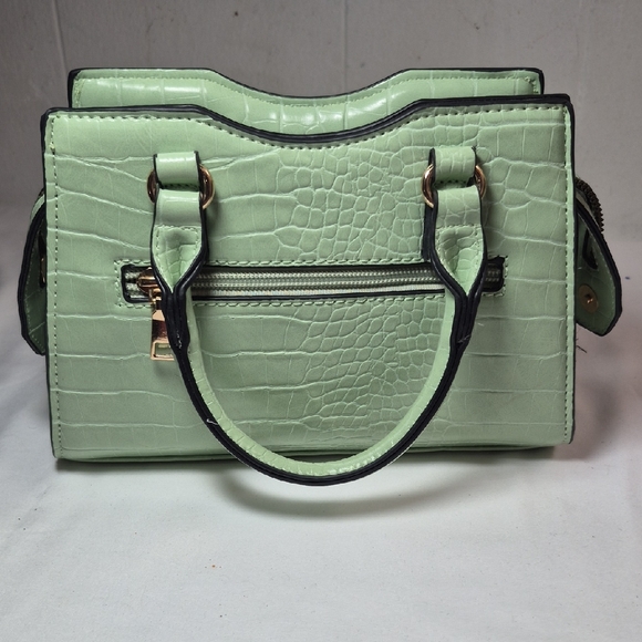 Chic Mint Green Croc-Embossed Satchelcarterita Pequen̈a Bonita D Piel Verde - Picture 1 of 10